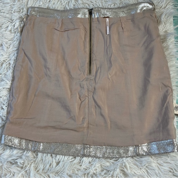 Free People Modern Femme metallic rose gold crackle suede mini skirt size 4 - Picture 9 of 11
